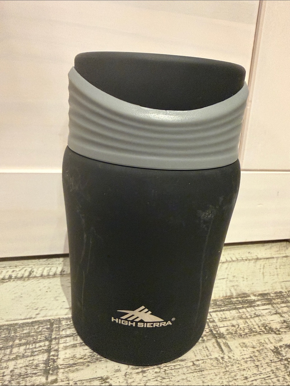 High Sierra Black Travel Mug with Gray Grip